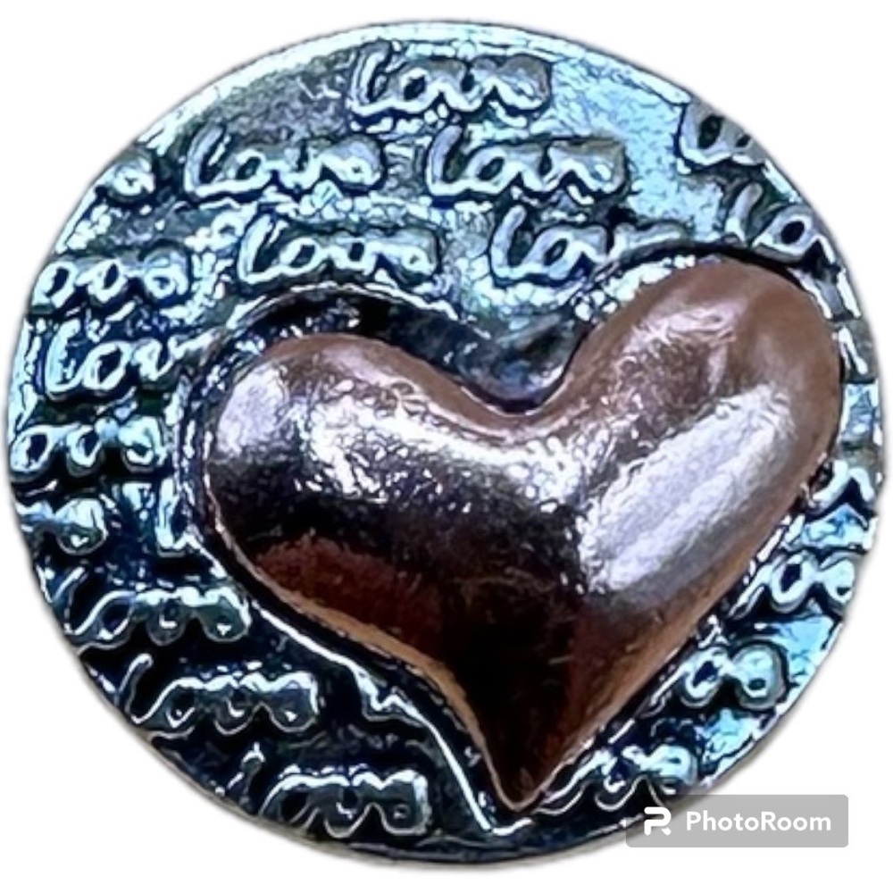 Ginger Snap #219 “Copper Colored Heart” For 18mm Snap Costume Jewelry.